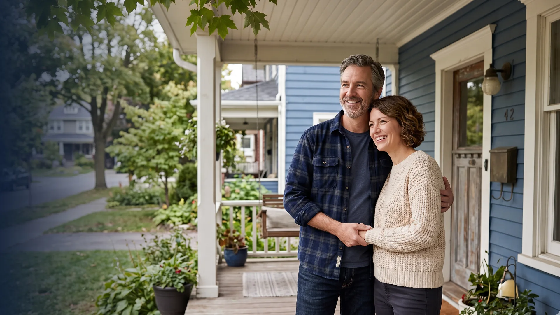 Relieved Canadian homeowner couple keeping their home after resolving mortgage arrears