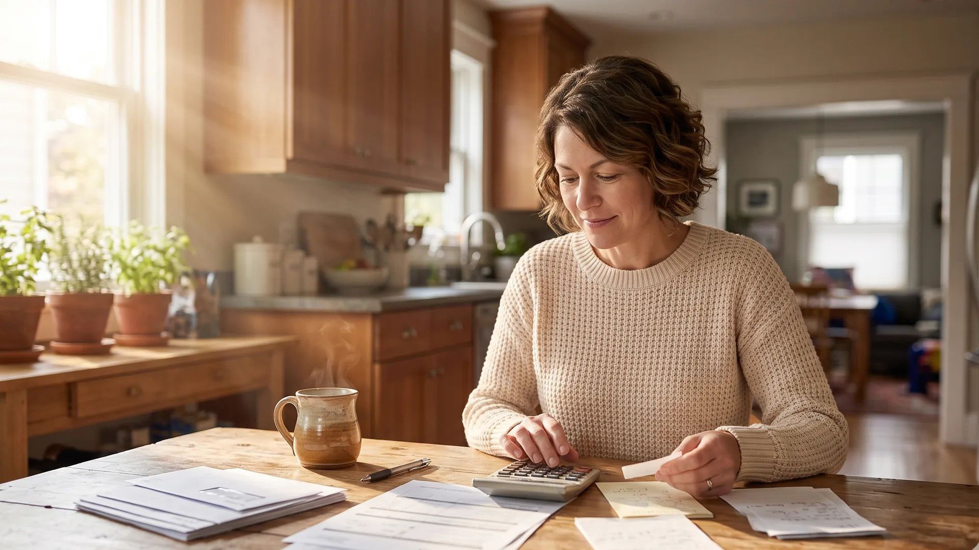 Canadian homeowner reviewing property tax arrears paperwork at home