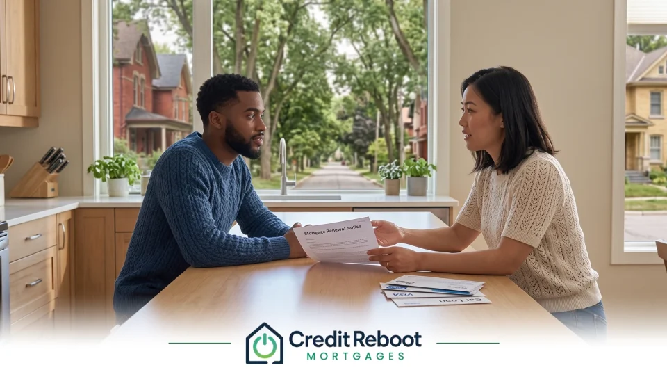 Ontario couple comparing a mortgage renewal notice against credit card statements